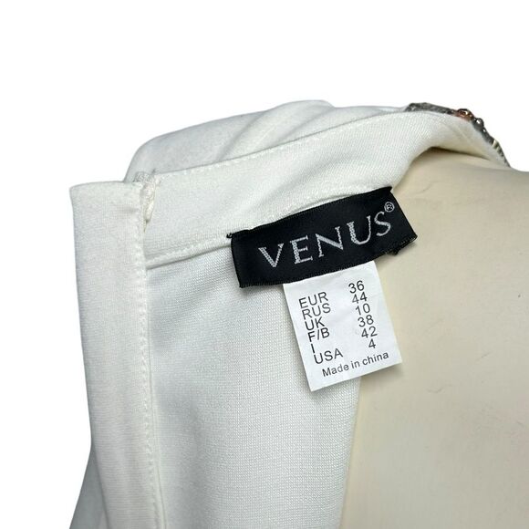 VENUS White Mini Dress with Beaded Detail - Picture 6 of 15